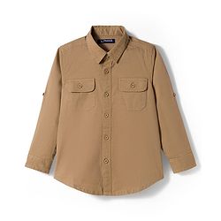 Pine Kids Cotton Woven Full Sleeves Shirt With Text Printed T-Shirt - Beige