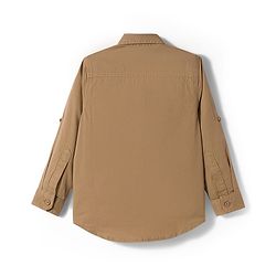 Pine Kids Cotton Woven Full Sleeves Shirt With Text Printed T-Shirt - Beige