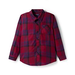 Pine Kids Cotton Woven Full Sleeves Hooded Shirt With Checks - Red