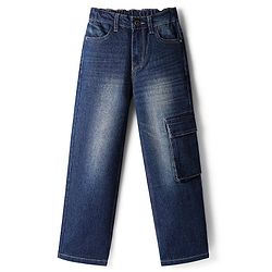 Pine Kids Denim Woven Full Length Washed Jeans With Pocket - Navy Blue