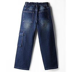 Pine Kids Denim Woven Full Length Washed Jeans With Pocket - Navy Blue