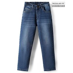 Pine Kids Denim Woven Full Length Washed Jeans - Navy Blue