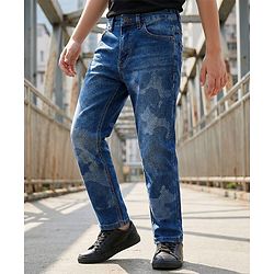 Pine Kids Denim Woven Full Length Washed Jeans - Navy Blue