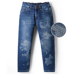 Pine Kids Denim Woven Full Length Washed Jeans - Navy Blue