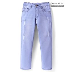 Pine Kids Denim Woven Full Length Washed Jeans - Blue