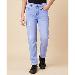 Pine Kids Denim Woven Full Length Washed Jeans - Blue