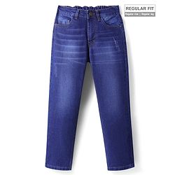 Pine Kids Denim Woven Full Length Washed Jeans - Navy Blue