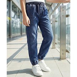 Pine Kids Denim Woven Full Length Washed Jeans - Blue