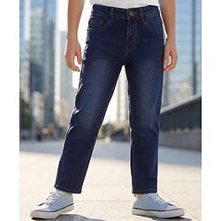 Pine Kids Denim Woven Full Length Washed Jeans - Navy Blue