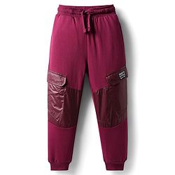 Pine Kids Cotton Knit Full Length Cut & Sew Lounge Pant With Cargo Pockets - Wine