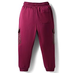 Pine Kids Cotton Knit Full Length Cut & Sew Lounge Pant With Cargo Pockets - Wine