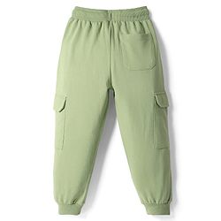 Pine Kids Cotton Knit Full Length Lounge Pant With Text Print & Cargo Pockets - Light Green