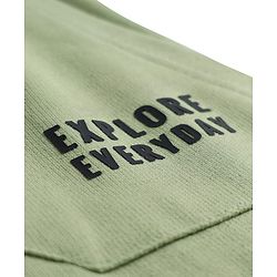 Pine Kids Cotton Knit Full Length Lounge Pant With Text Print & Cargo Pockets - Light Green