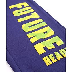 Pine Kids Cotton Knit Full Length Lounge Pants With Future Ready Text Print - Navy Blue