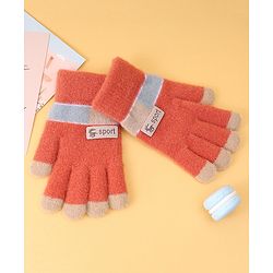 Pine Kids Gloves with Color Block Design - Red