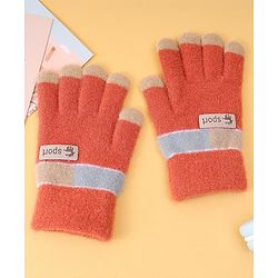 Pine Kids Gloves with Color Block Design - Red