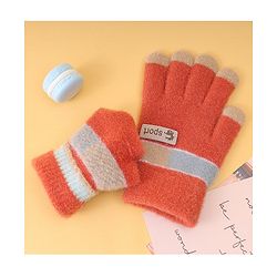 Pine Kids Gloves with Color Block Design - Red
