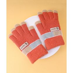 Pine Kids Gloves with Color Block Design - Red
