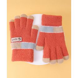 Pine Kids Gloves with Color Block Design - Red