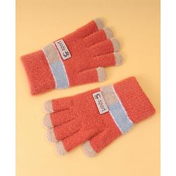 Pine Kids Gloves with Color Block Design - Red