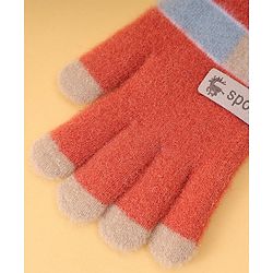 Pine Kids Gloves with Color Block Design - Red