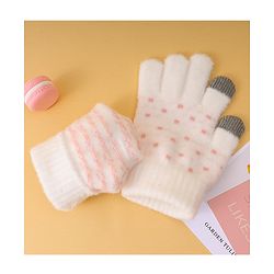 Pine Kids Gloves with Polka Dot Design - White