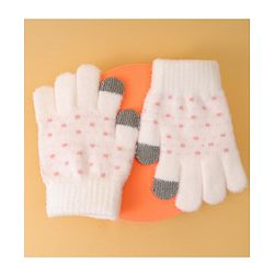 Pine Kids Gloves with Polka Dot Design - White