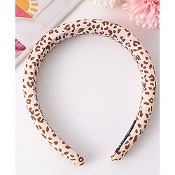 Pine Kids Free Size Hair Band with Leopard Print - Light Brown and White