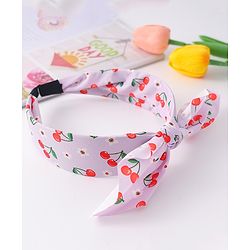 Pine Kids Hair Band with Bow Applique & Cherry Print- Purple