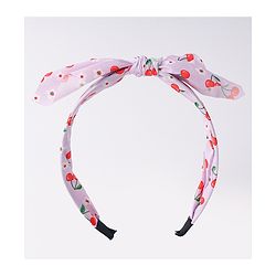 Pine Kids Hair Band with Bow Applique & Cherry Print- Purple