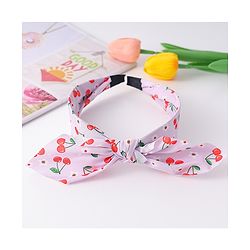 Pine Kids Hair Band with Bow Applique & Cherry Print- Purple