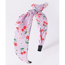Pine Kids Hair Band with Bow Applique & Cherry Print- Purple