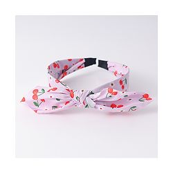 Pine Kids Hair Band with Bow Applique & Cherry Print- Purple
