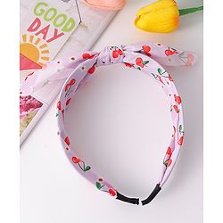 Pine Kids Hair Band with Bow Applique & Cherry Print- Purple