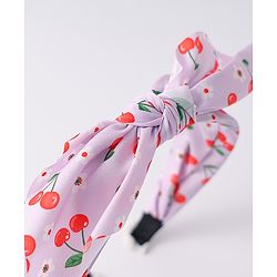 Pine Kids Hair Band with Bow Applique & Cherry Print- Purple