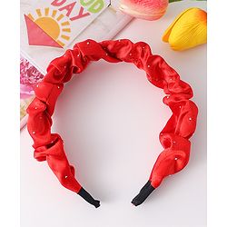 Pine Kids Ruffle Detailed Stones Embellished Hair Band - Red