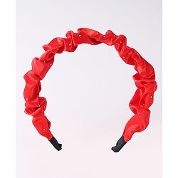Pine Kids Ruffle Detailed Stones Embellished Hair Band - Red