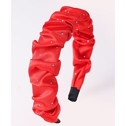 Pine Kids Ruffle Detailed Stones Embellished Hair Band - Red