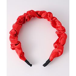 Pine Kids Ruffle Detailed Stones Embellished Hair Band - Red