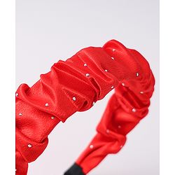 Pine Kids Ruffle Detailed Stones Embellished Hair Band - Red
