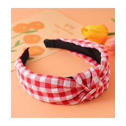 Pine KIds Hair Bands Knot Design with Checks Print - Red &  White