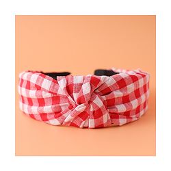 Pine KIds Hair Bands Knot Design with Checks Print - Red &  White