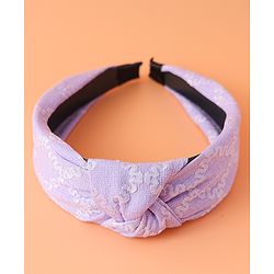 Pine Kids Free Size Hair Band with Embroidery Design - Lilac
