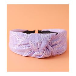 Pine Kids Free Size Hair Band with Embroidery Design - Lilac