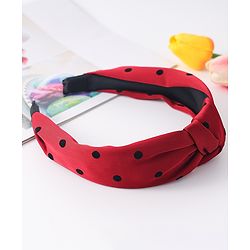 Pine Kids Free Size Hair Band Knot Detailing and Polka Print  - Red