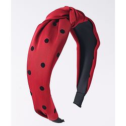 Pine Kids Free Size Hair Band Knot Detailing and Polka Print  - Red