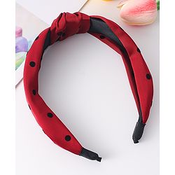 Pine Kids Free Size Hair Band Knot Detailing and Polka Print  - Red
