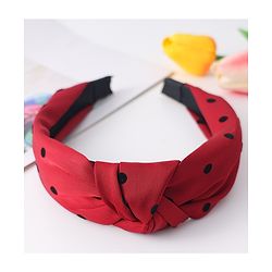 Pine Kids Free Size Hair Band Knot Detailing and Polka Print  - Red