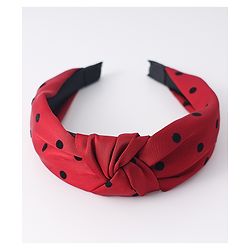 Pine Kids Free Size Hair Band Knot Detailing and Polka Print  - Red