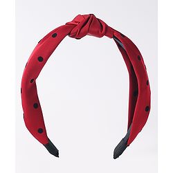 Pine Kids Free Size Hair Band Knot Detailing and Polka Print  - Red